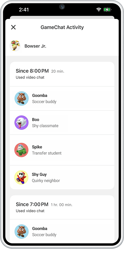 Parental Controls - GameChat - View GameChat history Screenshot
